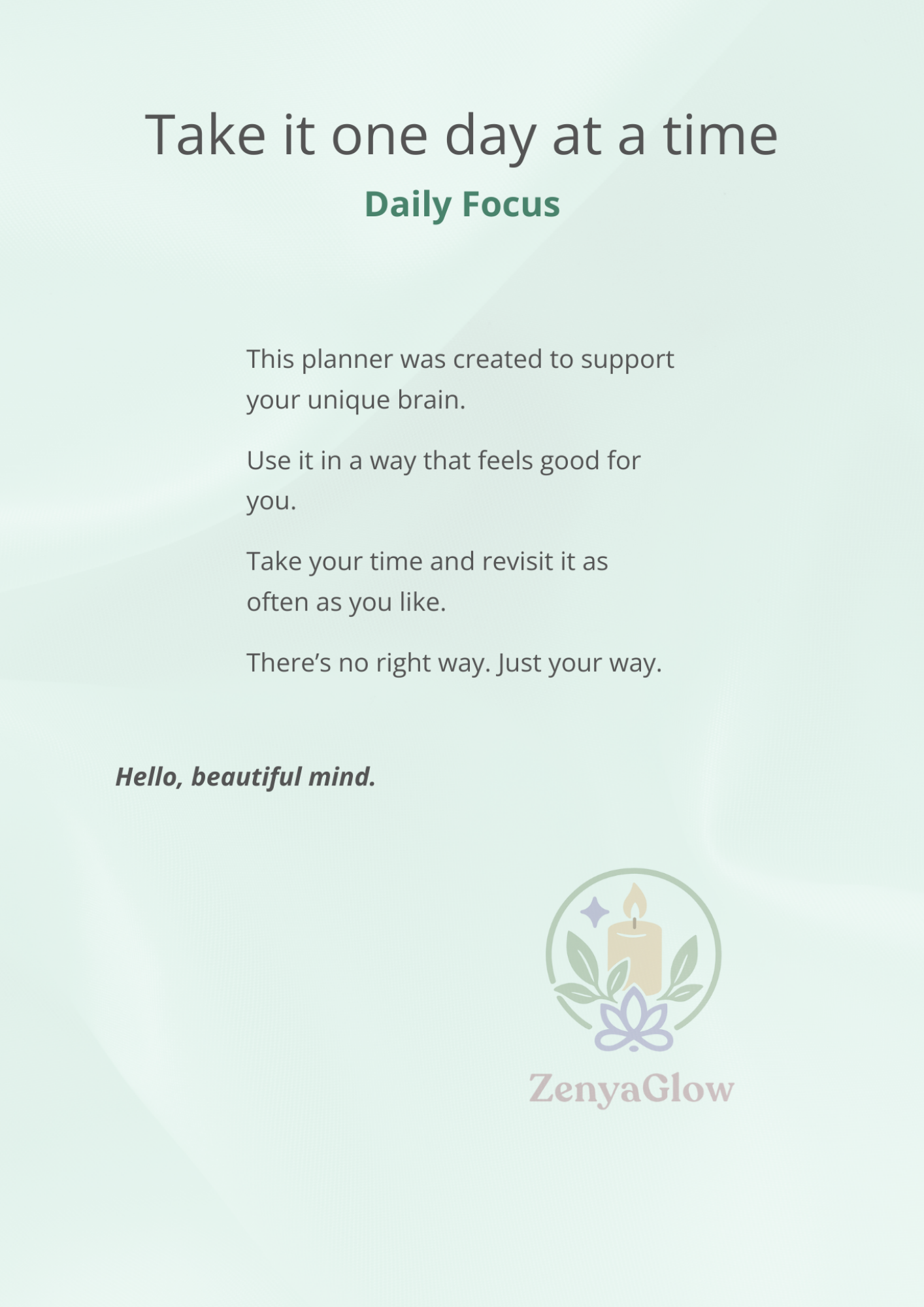 Calm Focus Planner – Sage Green | Digital Daily Planner for Focus & Balance