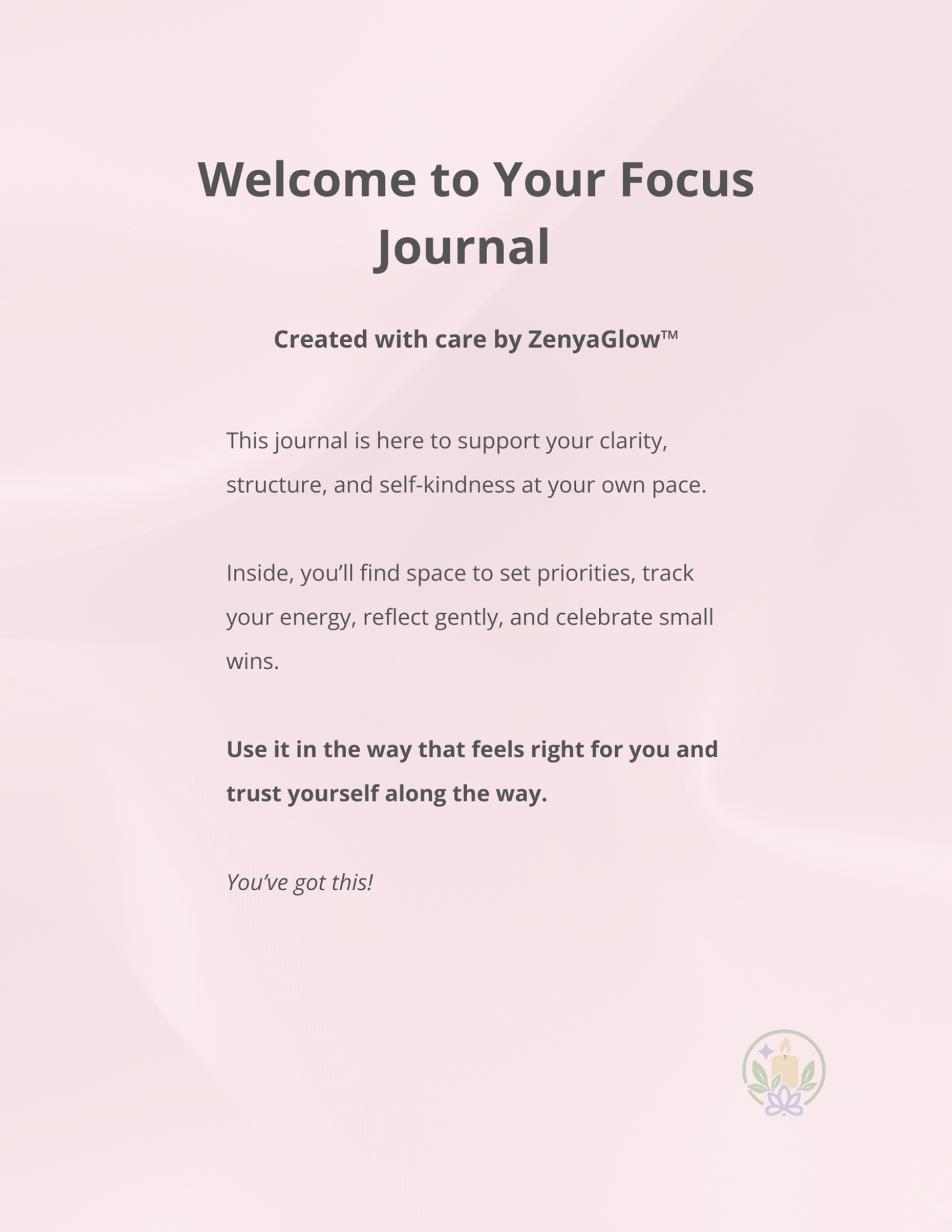 Calm Focus Journal – Blush Pink | Digital Journal for Focus & Clarity