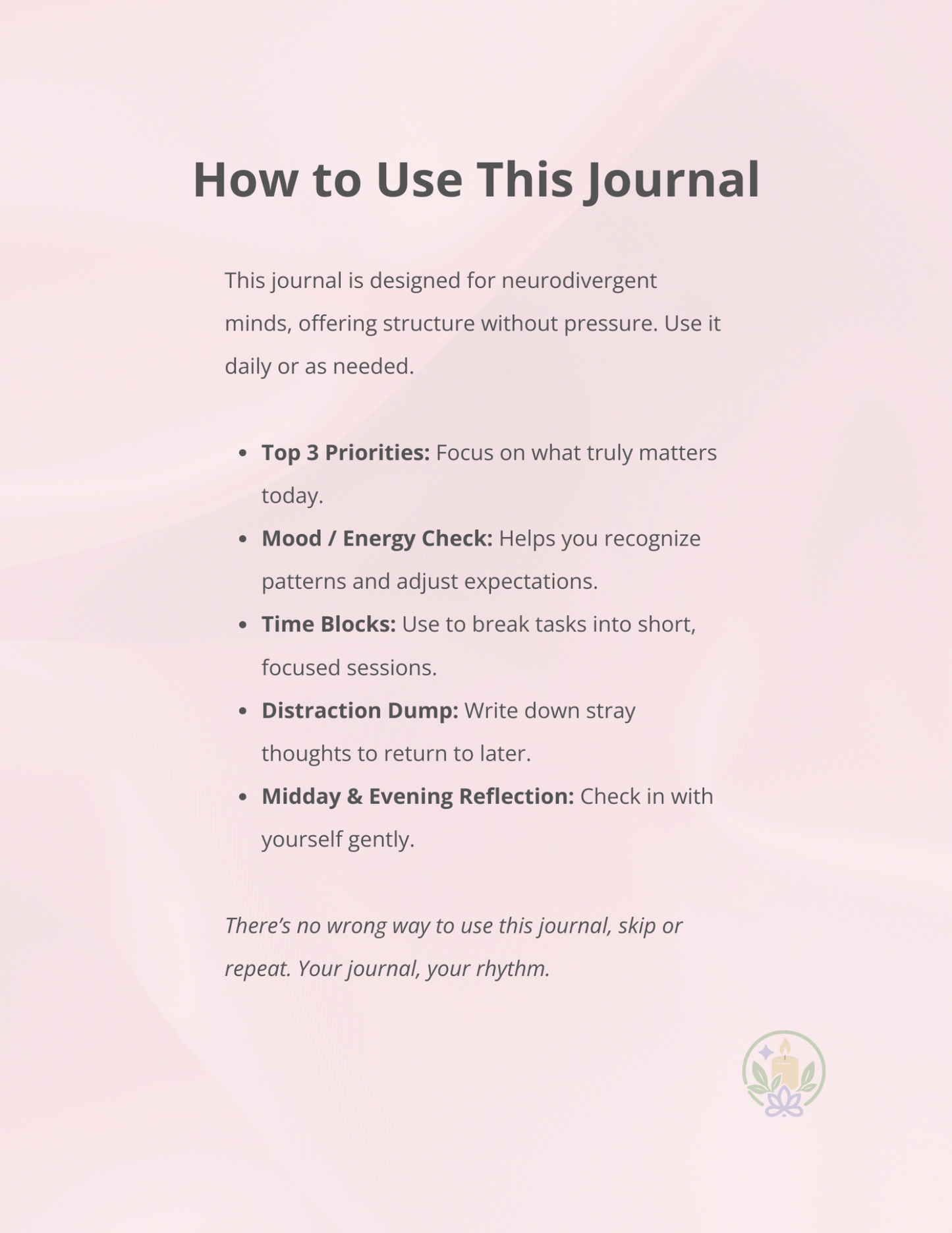 Calm Focus Journal – Blush Pink | Digital Journal for Focus & Clarity