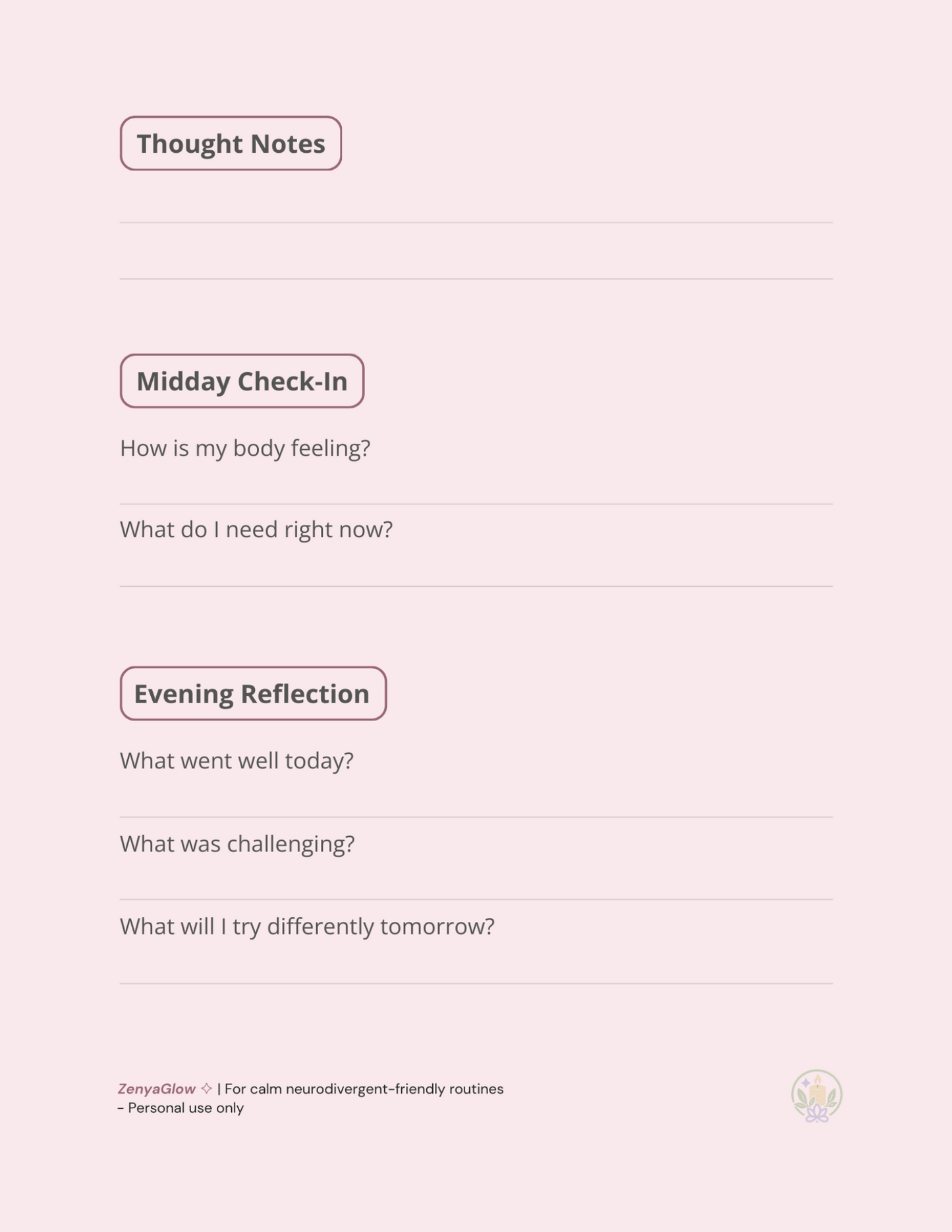 Calm Focus Journal – Blush Pink | Digital Journal for Focus & Clarity