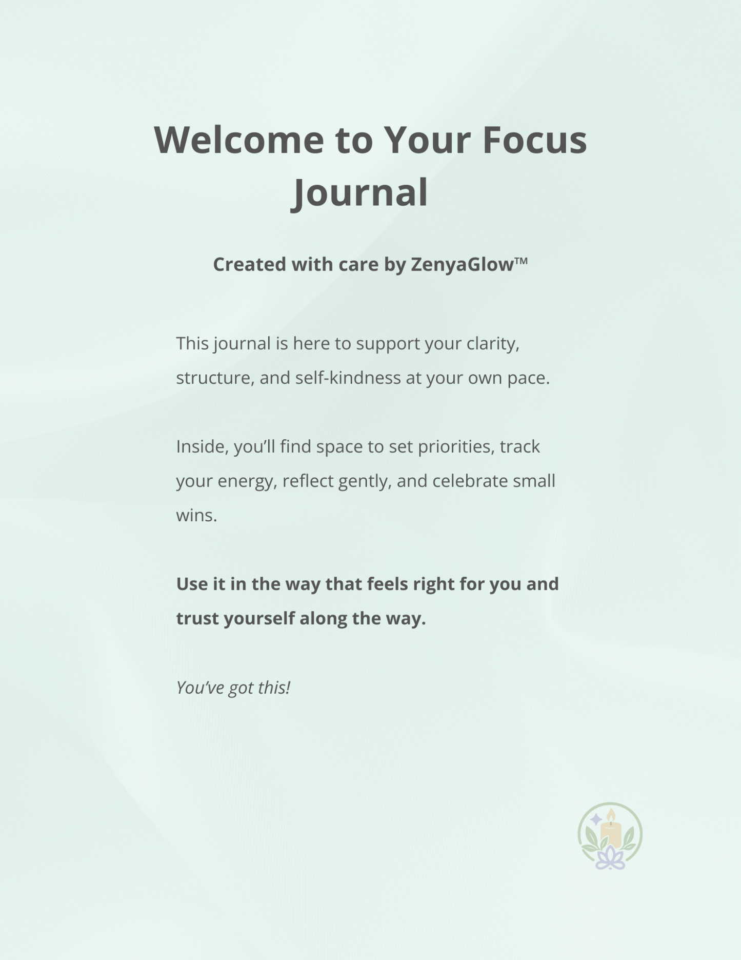Calm Focus Journal – Sage Green | Digital Journal for Focus & Clarity