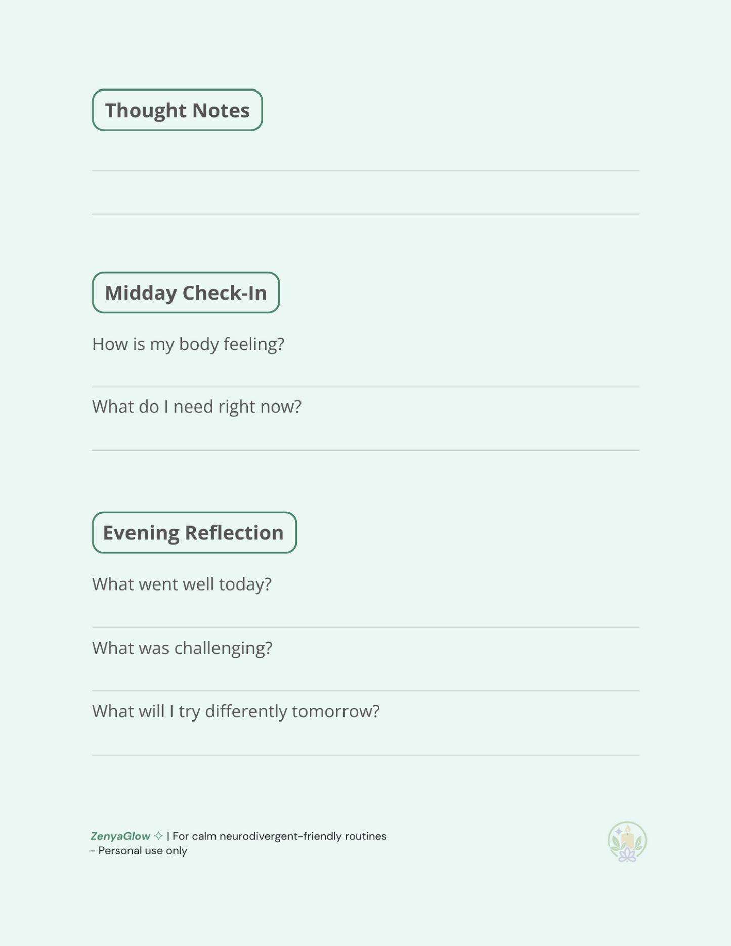 Calm Focus Journal – Sage Green | Digital Journal for Focus & Clarity