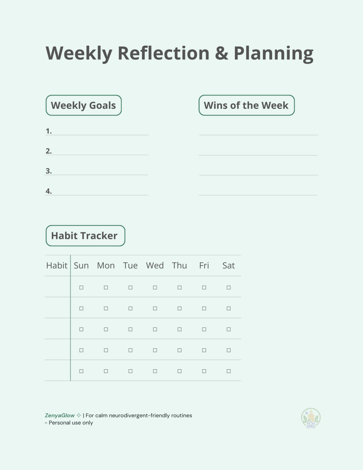 Calm Focus Journal – Sage Green | Digital Journal for Focus & Clarity