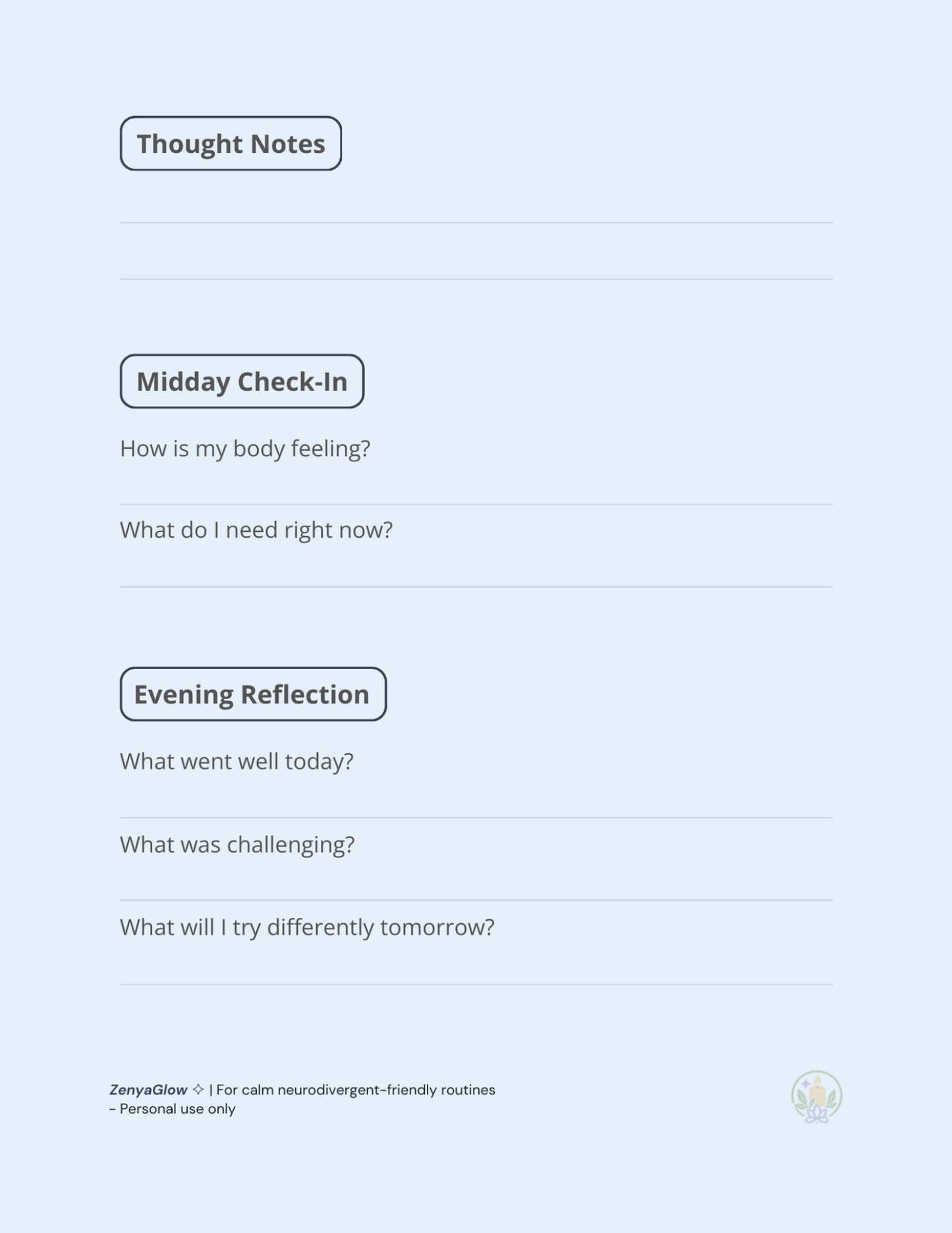 Calm Focus Journal – Sky Blue | Digital Journal for Focus & Clarity