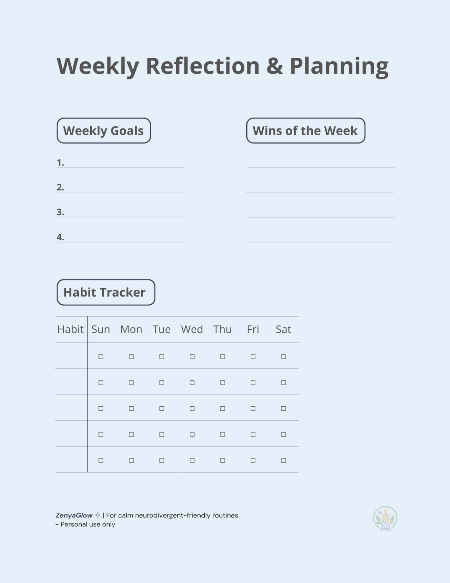 Calm Focus Journal – Sky Blue | Digital Journal for Focus & Clarity
