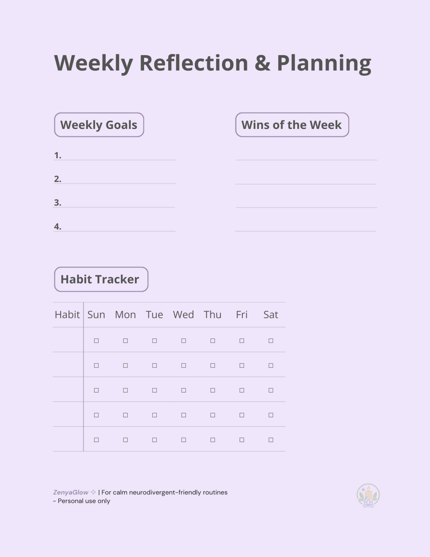 Calm Focus Journal – Soft Lavender | Digital Journal for Focus & Clarity