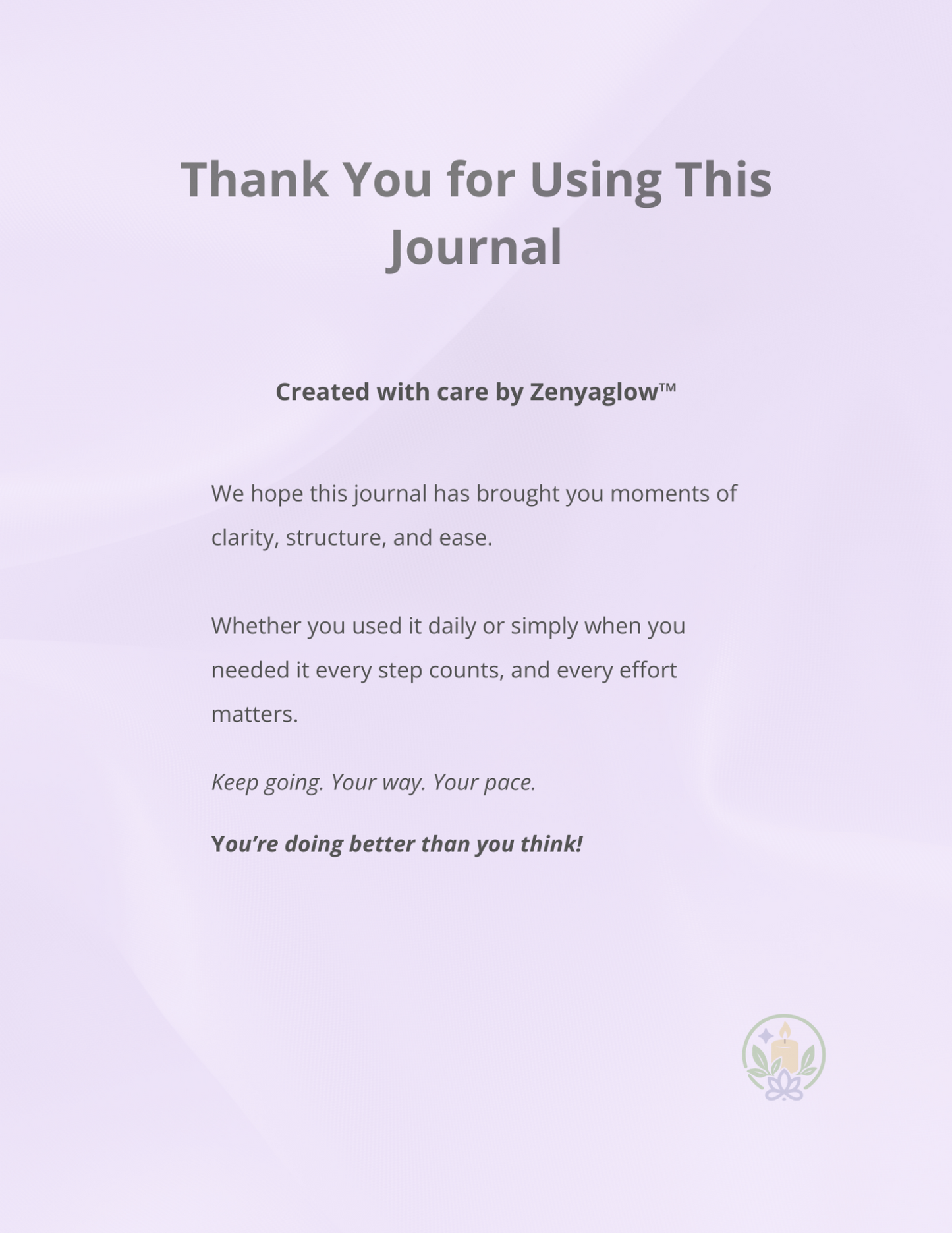 Calm Focus Journal – Soft Lavender | Digital Journal for Focus & Clarity