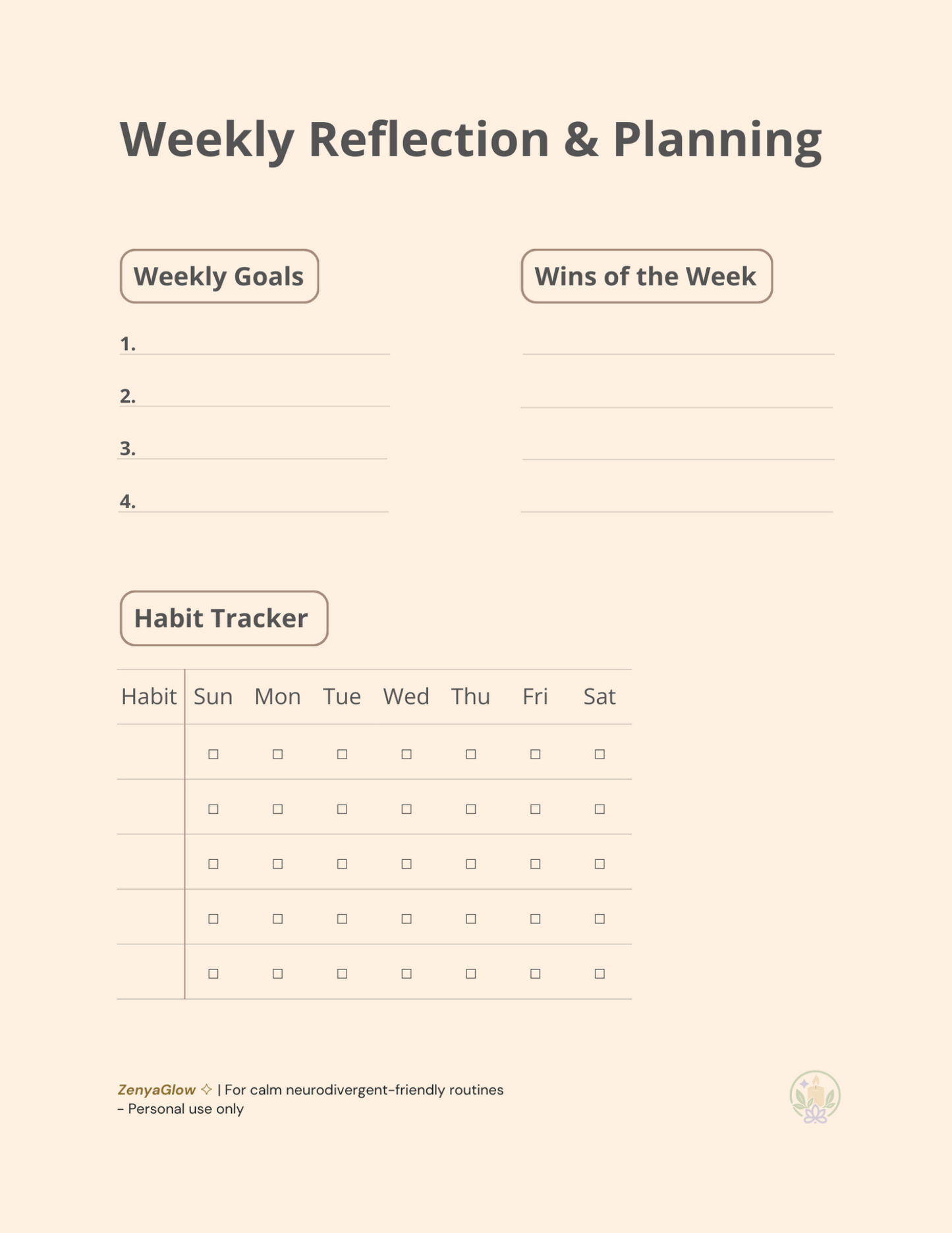 Calm Focus Journal – Warm Peach | Digital Journal for Focus & Clarity