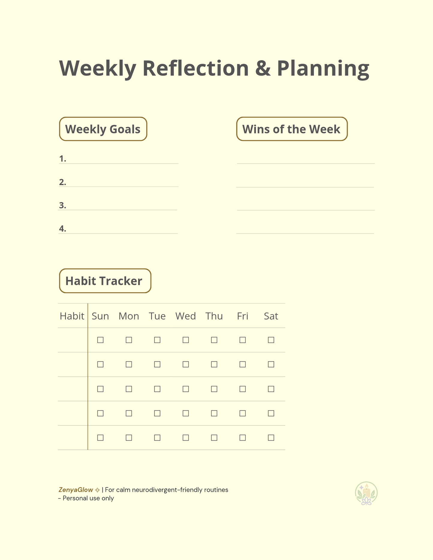Calm Focus Journal – Sunlight Yellow | Digital Journal for Focus & Clarity